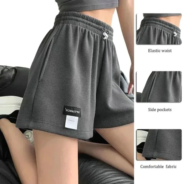 Pink Ribbed Athletic Shorts - Stay Active & Stylish High Waist Sports Shorts (Wo