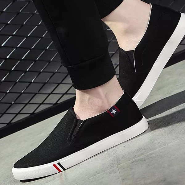 Elegant Solid Color Slip-on Canvas Flat Shoes