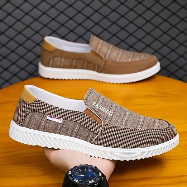 Breathable Men Casual Flat Shoes Soft Bottom Round Toe Lightweight Travel Walkin
