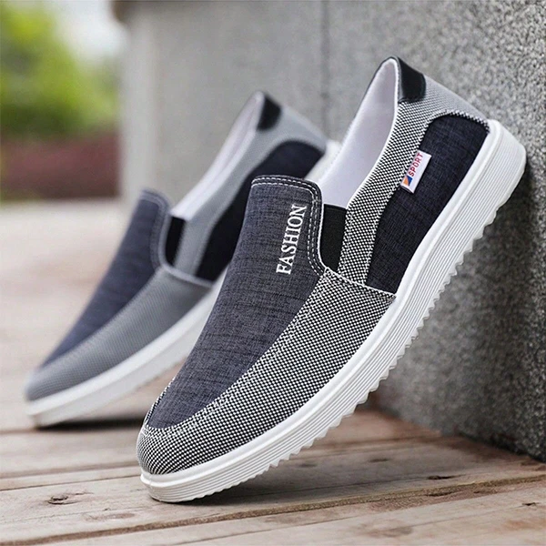 Breathable Men Casual Flat Shoes Soft Bottom Round Toe Lightweight Travel Walkin