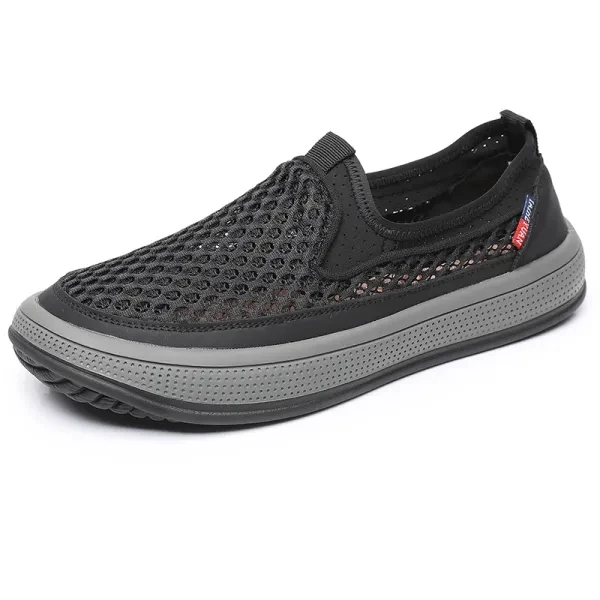Breathable Mesh Hollow Men Casual Flat Shoes Slip On Soft Bottom Outdoor Walking