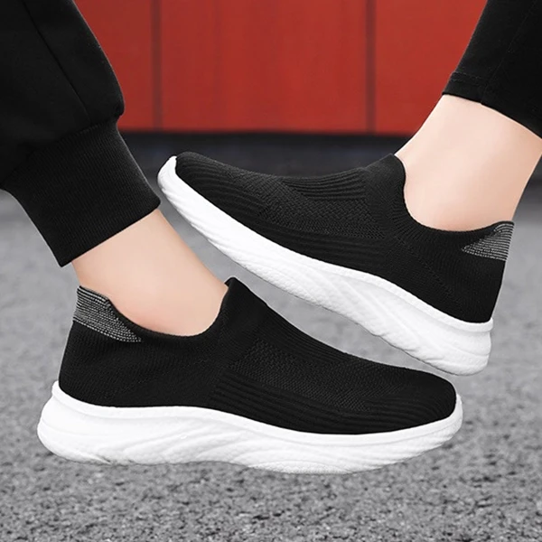 Mesh Breathable Slip-On Wear Resistant Almond Toe Lightweight Men Walking Flat F