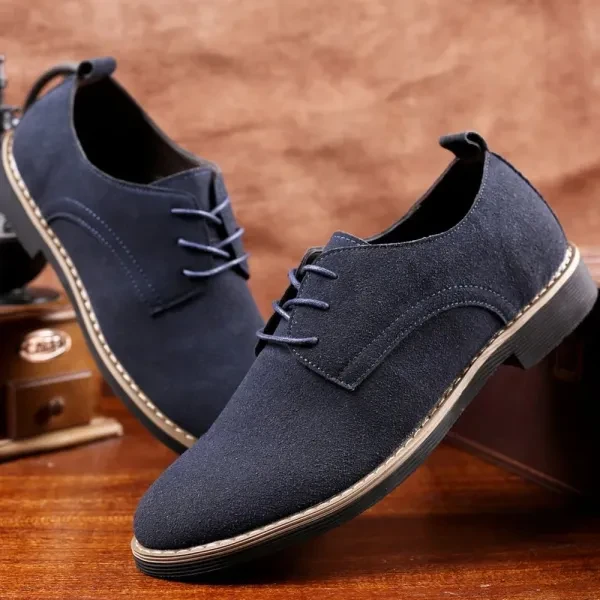 Luxury Design Men Formal Shoes Lace-Up PU Flat Loafers Soft Sole Pointed Toe Fas