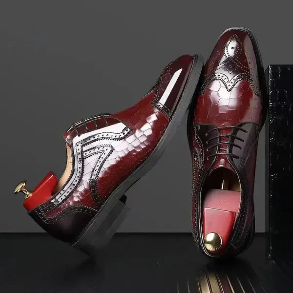 Premium Faux Leather Red Boots Snake Pattern Formal Shoes for Men