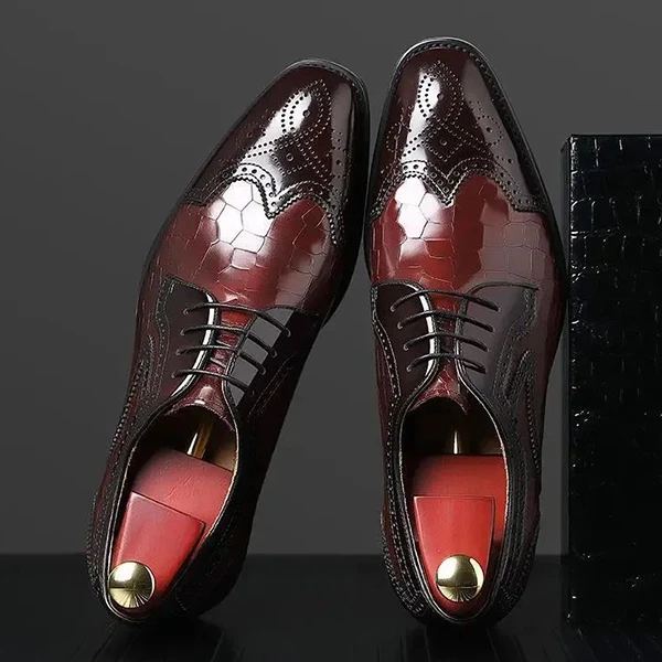 Premium Faux Leather Red Boots Snake Pattern Formal Shoes for Men