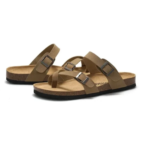 Cross Strap Buckle Design Men Formal Party Wear Brown Color Designer Sandals
