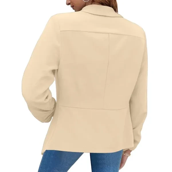 Plain Apricot Long Sleeve Lapel Neck Formal Office Wear Open Style Outerwear Wom