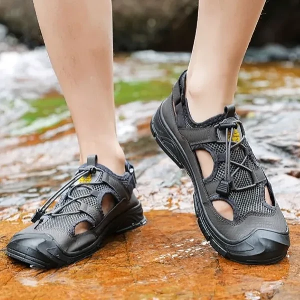 Mesh Lace-Up Casual Sandals for Men - Comfortable & Stylish for Everyday & Outdo
