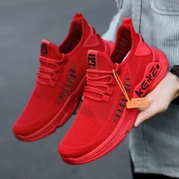Breathable Mesh Detail Lace-Up Front Soft Sole Lightweight Men Outdoor Sports We