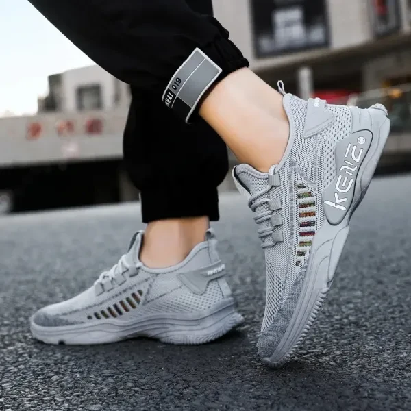 Breathable Mesh Detail Lace-Up Front Soft Sole Lightweight Men Outdoor Sports We