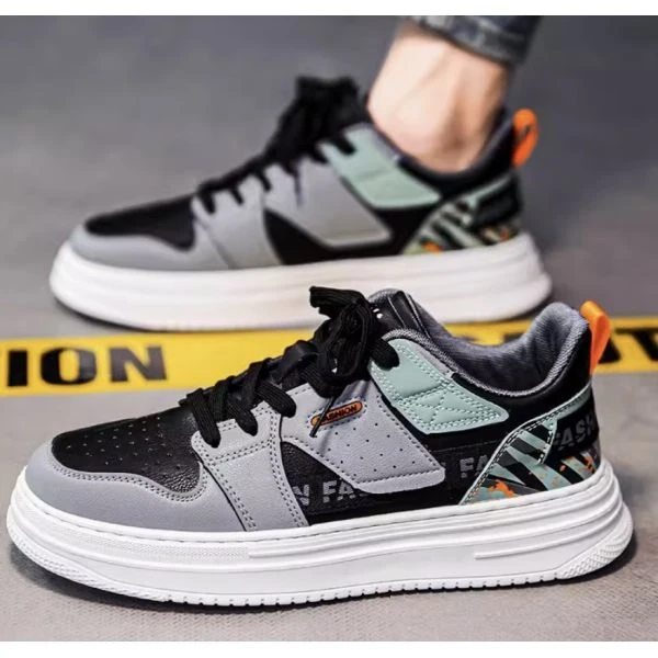 Multi Tone Design Breathable Men Fashion Skate Sneakers Lace Up Round Toe Soft S