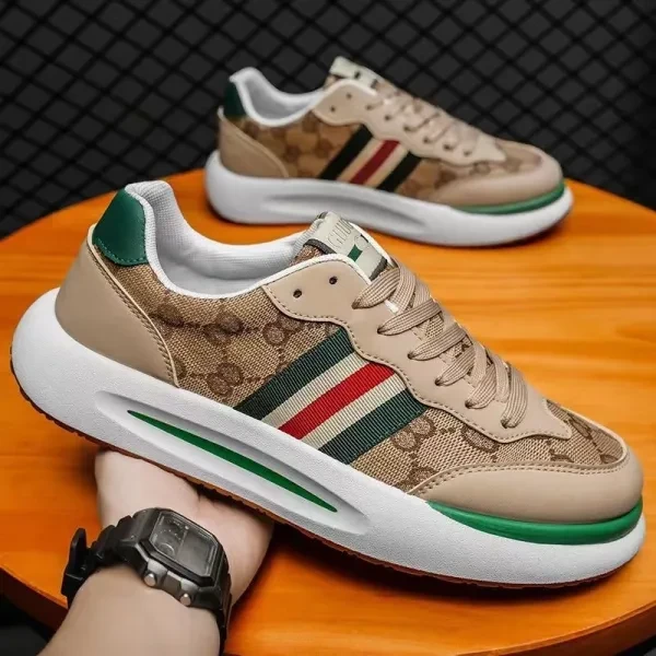 Colorful Stripes Pattern Front Lace-Up Thick Soft Sole Men Breathable Designer S