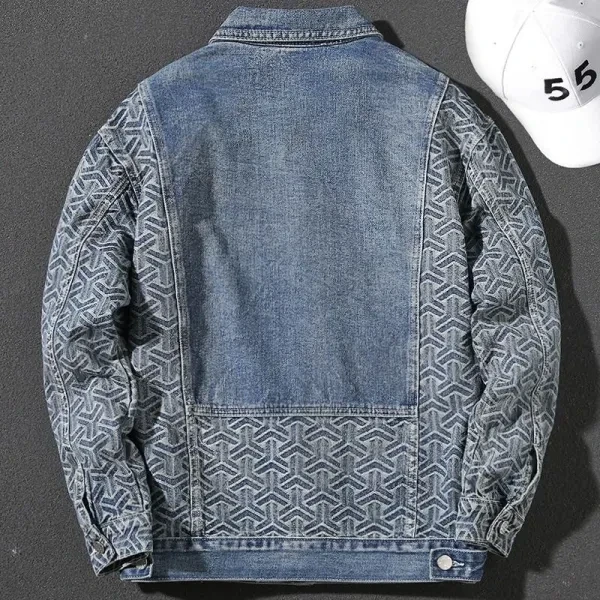 Geometric Denim Jacket for Men - Stylish Look