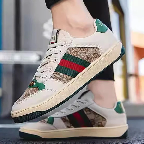 Premium Design Letters Pattern Men Sneakers Lace Up Round Toe Fashionable Party