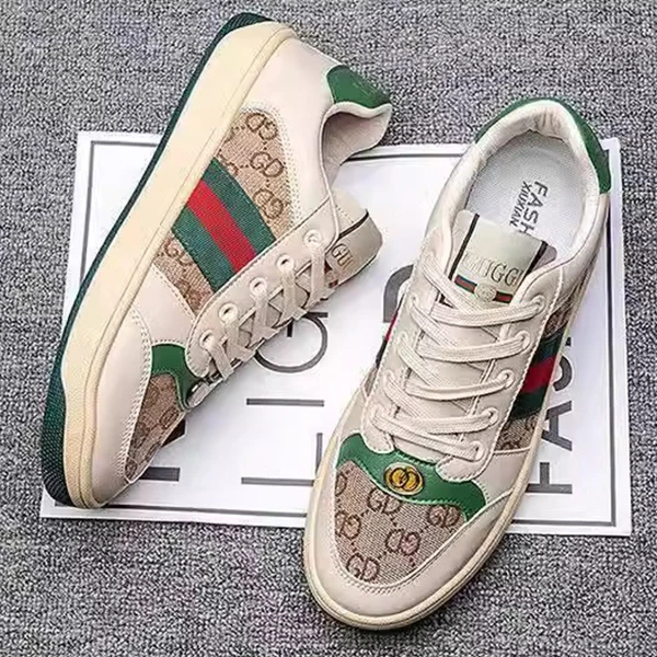 Premium Design Letters Pattern Men Sneakers Lace Up Round Toe Fashionable Party