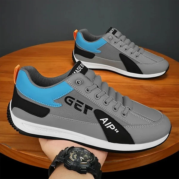 Letters Pattern Premium Quality Men Sneakers Lace Up Almond Toe Soft Sole Walkin