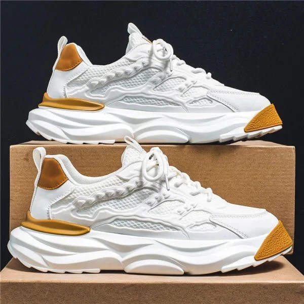 Fashion Design Mesh Fabric Breathable Men Sneakers Lace Up Soft Sole Sports Runn
