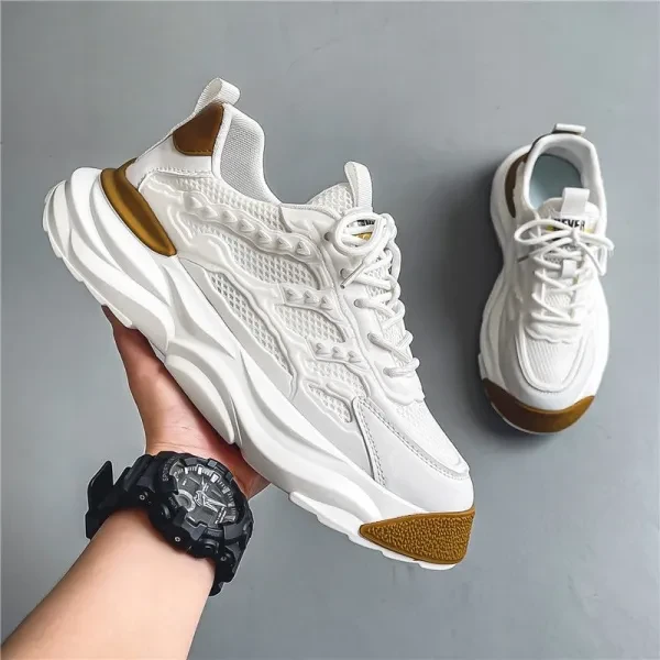 Fashion Design Mesh Fabric Breathable Men Sneakers Lace Up Soft Sole Sports Runn