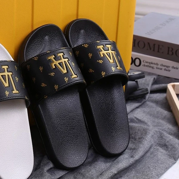 Letter Print EVA Soft Sole Open Toe Couple Men Outdoor Comfy Wear White Color Li