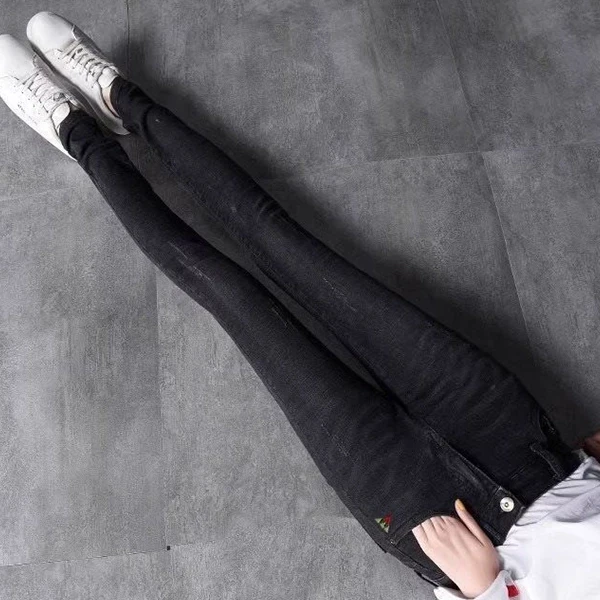 High Waist Black Women Jeans Fashionable Denim Pants