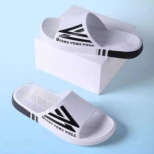 Letter Print Non-Slip Soft Sole Casual Wear Resistant Black Color Open Toe Men S