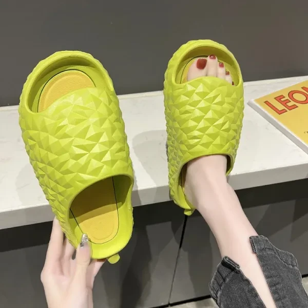 Yellow PVC Slides with Puffer Design - Lightweight & Comfy Men's Slippers