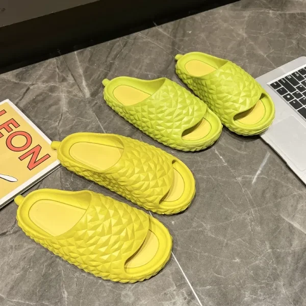 Yellow PVC Slides with Puffer Design - Lightweight & Comfy Men's Slippers