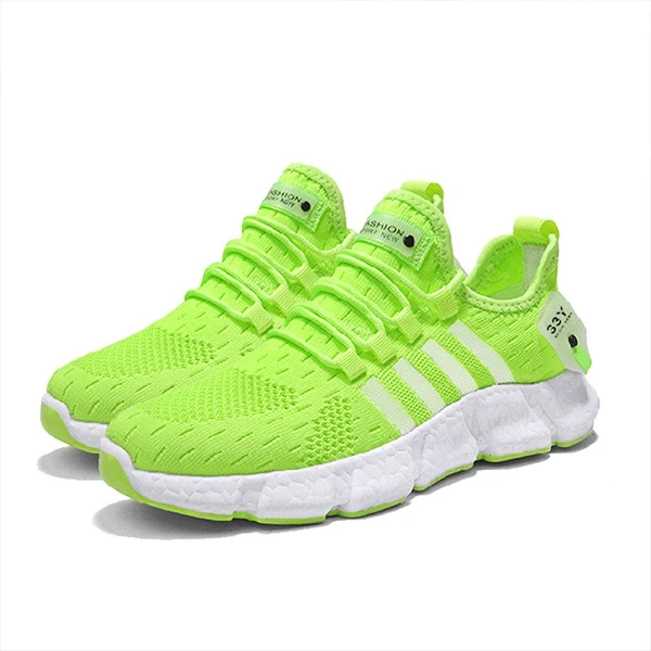 Green Breathable Almond Toe Men Sports Sneakers Non Slip Comfy Soft Sole Running