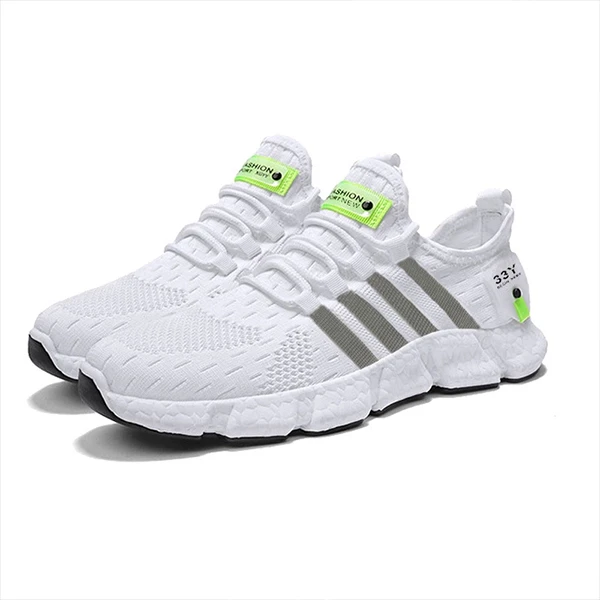 Green Breathable Almond Toe Men Sports Sneakers Non Slip Comfy Soft Sole Running