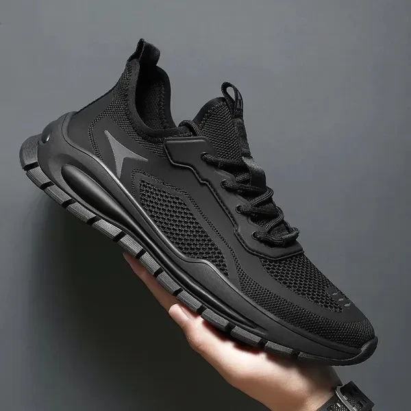 Breathable Mesh Non Slip Men Sports Shoes Lace Closure Soft Sole Almond Toe Runn