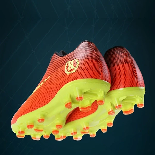 Orange Soccer Shoes for Men Breathable Athletics Sneakers