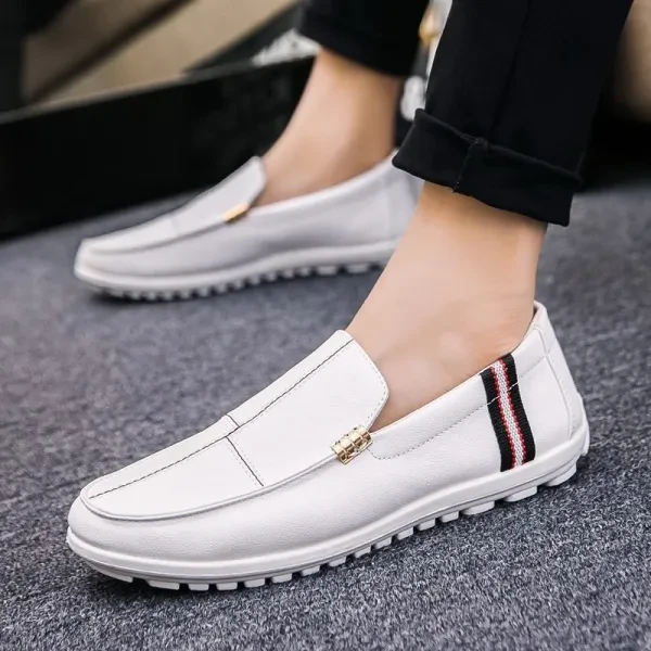 Stripes Men Loafer Shoes Lightweight Leather Formal Wear
