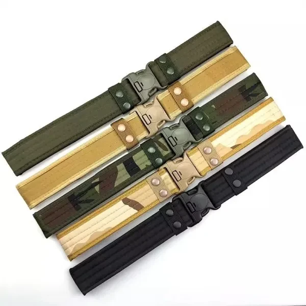 Green Canvas Tactical Belt - Adjustable & Heavy-Duty for Hunting Hiking and Trav