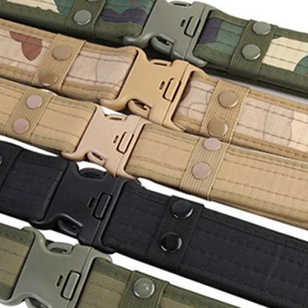 Khaki Tactical Belt for Men with Heavy Duty Buckle - Outdoor Travel Hunting Hiki