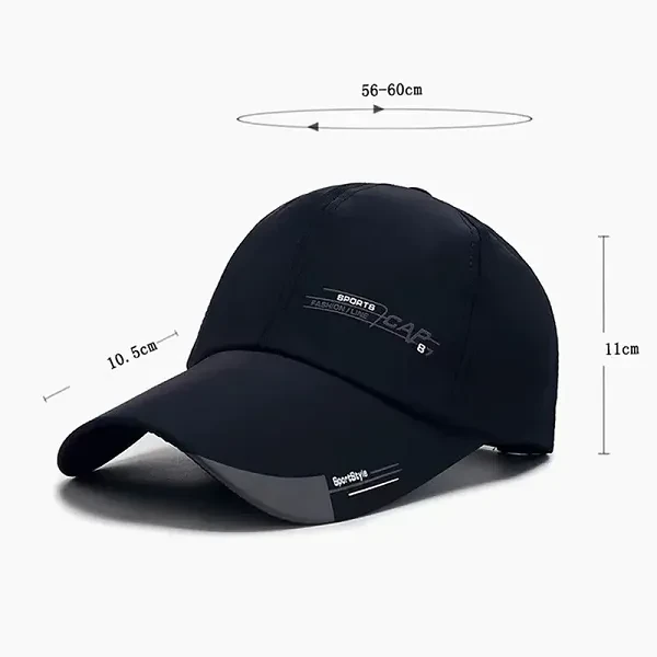 Gray Water Resistant Cap - Unisex Adjustable Strap Fine Quality Fabric for Summe