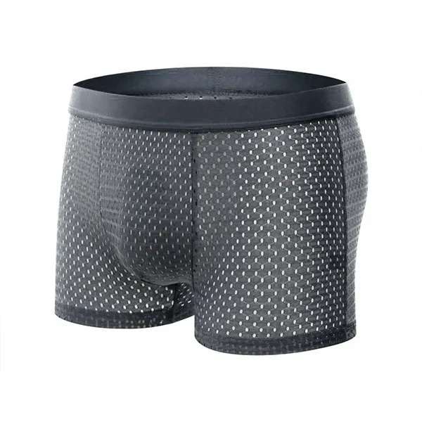 Soft Fabric Mesh Breathable Plain Color Undergarments Boxer Brief Men Underwear