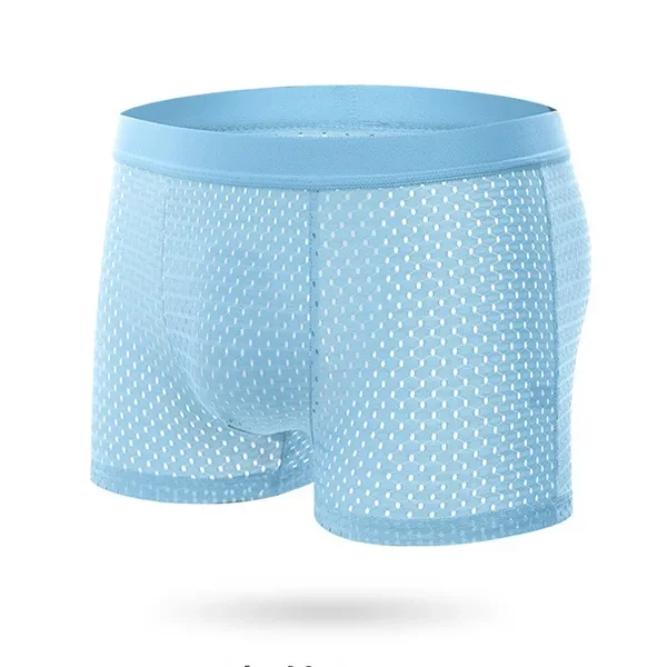 Soft Fabric Mesh Breathable Plain Color Undergarments Boxer Brief Men Underwear
