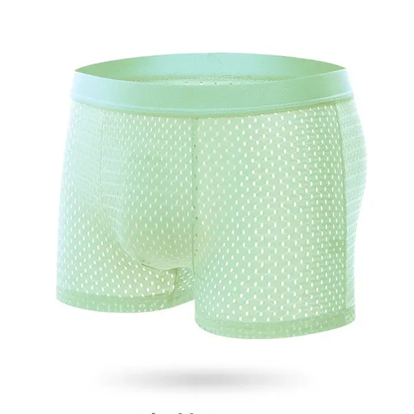 Soft Fabric Mesh Breathable Plain Color Undergarments Boxer Brief Men Underwear
