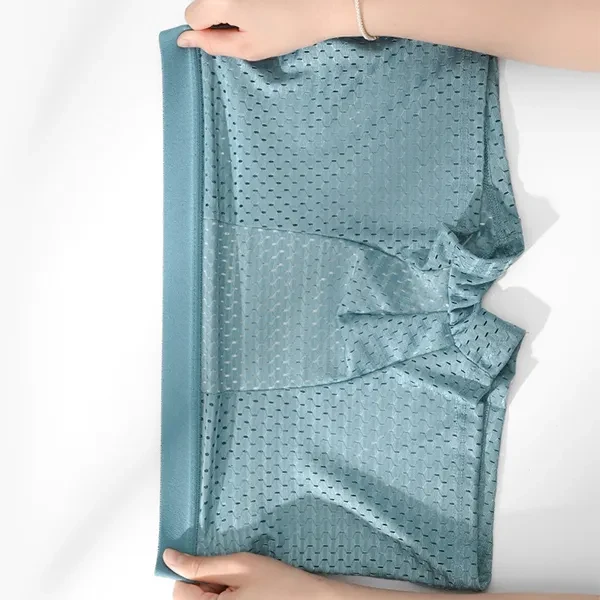 Soft Fabric Mesh Breathable Plain Color Undergarments Boxer Brief Men Underwear