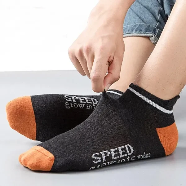 5 Pairs Multi Tone Letters Pattern Breathable Men Fashion Summer Wear Casual Ank