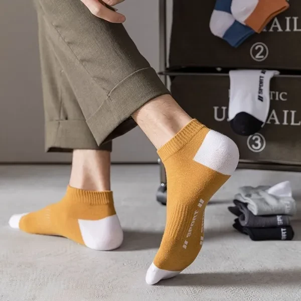 Colorful Design Men Low Cut Sports Wear Socks Soft Elastic Fabric No Show 5 Pair