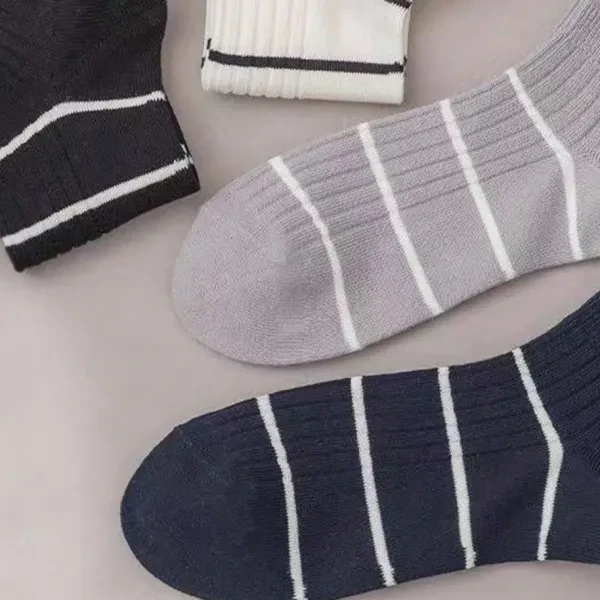 Stripes Soft Fabric 5 Pairs No Show Socks Breathable Cotton Elastic Summer Invis