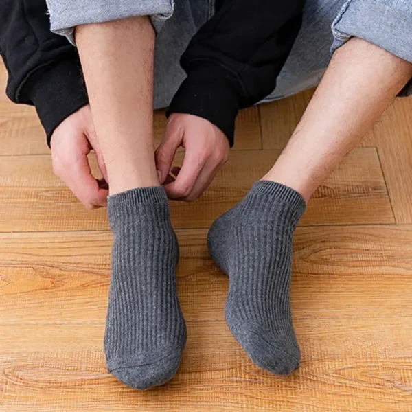 Ribbed Design Fabric 5 Pairs Invisible Socks Breathable Cotton Elastic Summer No