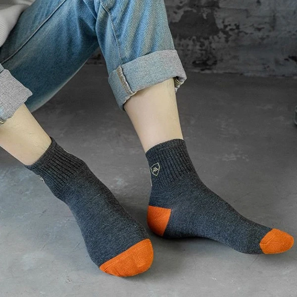 6 Pairs Letters Print Men Casual Ankle Socks Summer Fashion Breathable Cotton So