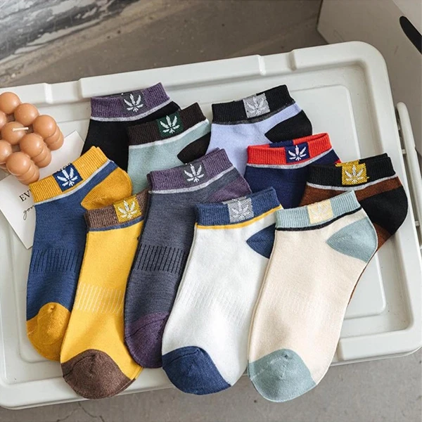 Multi Color Stripes Pattern 5 Pairs Men Fashion Ankle Socks Breathable Thin Fabr