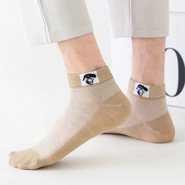 Multi Color Figure Graphic Men Casual Socks Set Breathable Soft Fabric 5 Pairs A