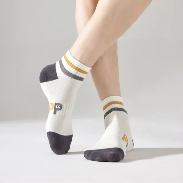 Colorful Letters Stripes Print Men Fashion Socks Set Breathable Soft Fabric Casu