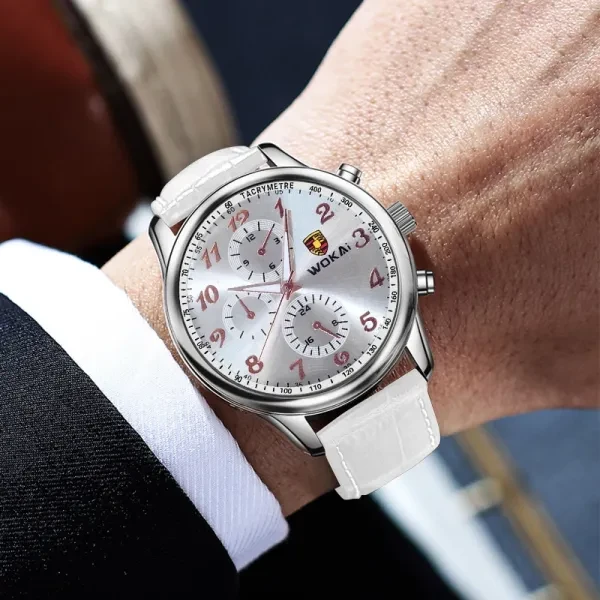 Men Fashion Casual Sports Watch, Leather Band Quartz Wristwatch For Men