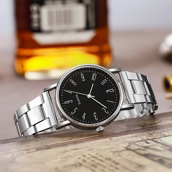 Men's Stainless Steel Analog Watch - Elegant Business Timepiece for Office and F