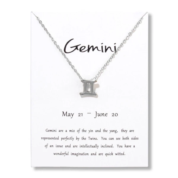 Gemini Pendant Necklace Braided Chain
